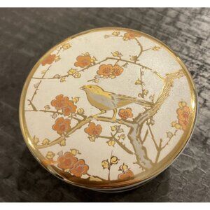 Action Porcelain Floral Bird Trinket‎ Jewelry Box Gold Trim Asian Style Japan